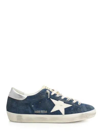 Golden Goose Super-star Suede Upper And Toe Foam Tongue Leather Star Laminated Heel Sneakers Blue