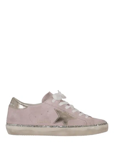 Golden Goose Super Star Suede Upper Laminated Star And Heel Glitter Edge In Pink