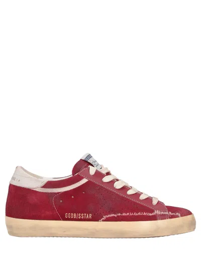 Golden Goose Super Star Suede Upper Toe And Tongue Perforated Star Leather Heel In Red