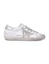 Golden Goose Super-star White And Silver Leather Woman's Sneakers In Multi