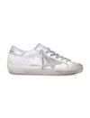 Golden Goose Super-star White And Silver Leather Womans Sneakers In White