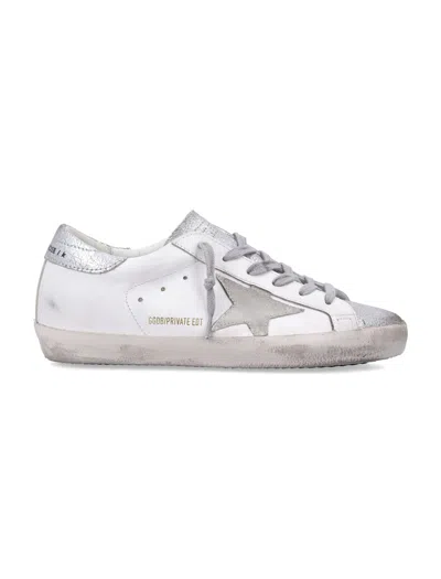 Golden Goose Super-star White And Silver Leather Womans Sneakers