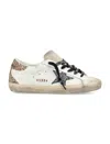 Golden Goose 'star Patch' Low-top Sneakers With Glitter Heel In White Black Gold