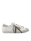 Golden Goose Womens Bio-based Super-star With Platinum Glitter Tongue In White Platinum Yellow Pink