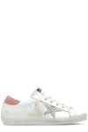 Golden Goose Super Star Leather Upper Glitter Star Cocco Printed Heel Shoes In White/silver/pink