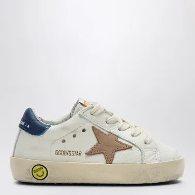 Golden Goose Junior Super-star In Nappa Leather With A Beige Star And Blue Heel Tab