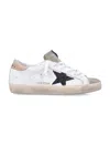 Golden Goose Superstar White Low Top Sneakers With Glittered Star Patch And Laminated Heel With Logo Lettering In In White