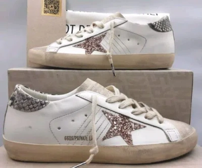 Pre-owned Golden Goose Super-star Women's Sneakers White/peach Fuzz/grey Eu 38 Us 8 $625