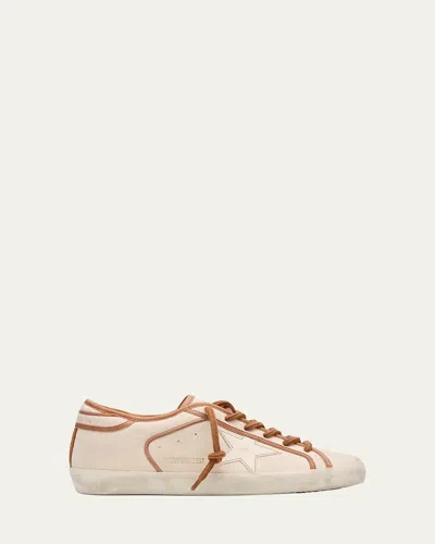 Golden Goose Superstar Canvas Low-top Sneakers In Cream Cognac