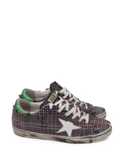 Pre-owned Golden Goose Superstar Checkered Sneakers In Blue