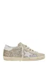 Golden Goose Superstar Classic Metallic Rhinestoned Low Top Sneakers With Star Patch On The Side In Leather Woman In Silver