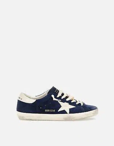 Pre-owned Golden Goose Superstar Classic Navy Blue Suede Sneakers 100% Original In White-blue