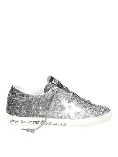 Golden Goose Glittering Silver-tone Lace-up Sneakers With Padded Ankle In Animal Print