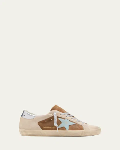Golden Goose Superstar Colorblock Leather Low-top Sneakers In Tabacco Silver Light Blue Silver