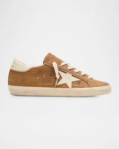Golden Goose Superstar Croco Leather Low-top Sneakers In Sand