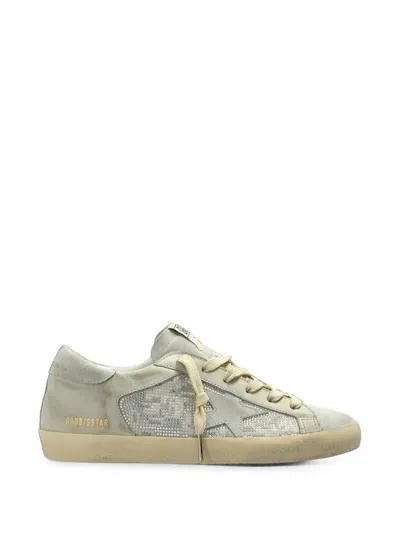 Golden Goose Super-star Crystal-embellished Sneakers In Gray