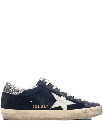 Golden Goose Superstar "dark Blue/glitter" Sneakers In Black