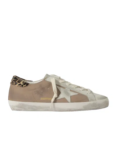 Golden Goose Super-star Distressed Calf Hair-trimmed Nubuck And Suede Sneakers In Brown