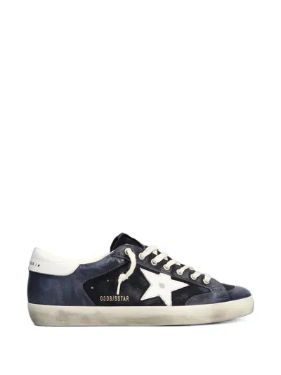 Golden Goose Super-star Distressed Leather-trimmed Suede Sneakers In Blue