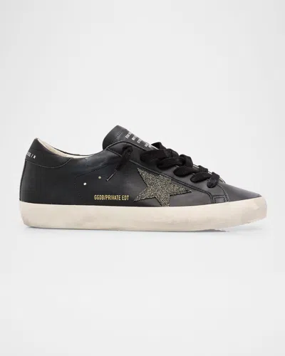 Golden Goose Superstar Glitter Leather Low-top Sneakers In Black