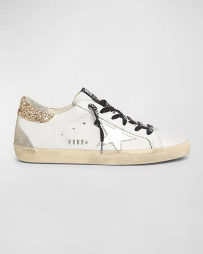 Golden Goose Superstar Glitter Leather Low-top Sneakers In Whitesilverlight Goldice