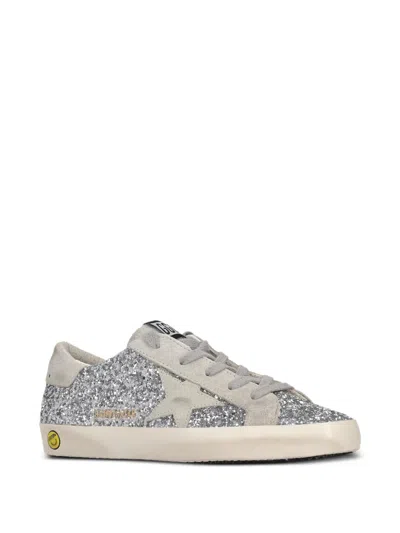 Golden Goose Babies' Super-star Glitter Sneakers In Silver
