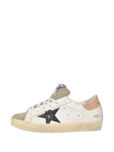 Pre-owned Golden Goose Super-star Glitter Star Sneakers In White