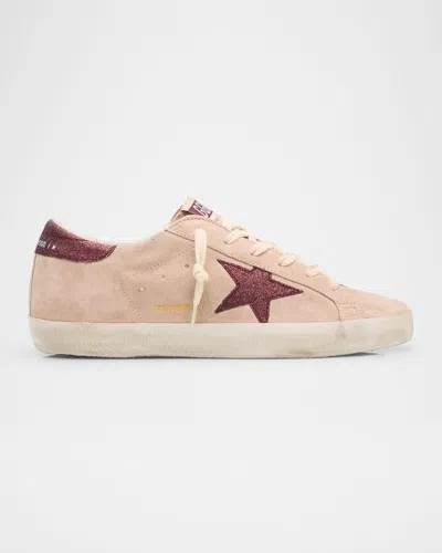 Golden Goose Superstar Glitter Suede Low-top Sneakers In Moonlightburgundy