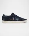 Golden Goose Superstar Glitter Suede Low-top Sneakers In Navy Blue