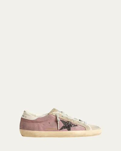 Golden Goose Superstar Glitter Suede Low-top Sneakers In Twilight Mauve/ice/a