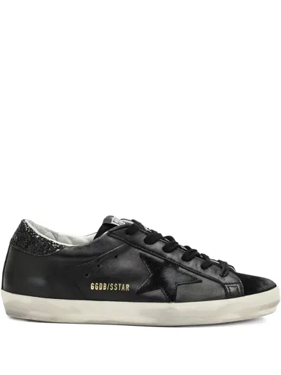 Golden Goose Super Star Leather Sneakers In Black