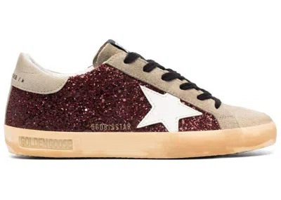 Pre-owned Golden Goose Superstar Glitter (women's) Sneakers In Bordeaux/taupe/white