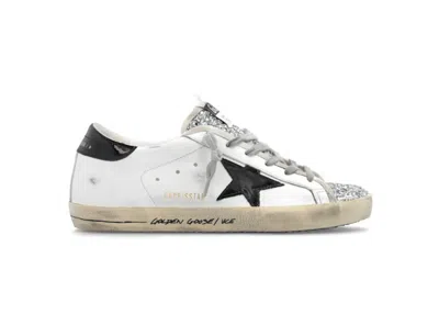 Pre-owned Golden Goose Superstar Glitter (women's) Sneakers In White/black/silver In Multi