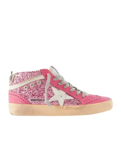 Golden Goose Superstar Glittered Distressed Leather Sneakers In Pink