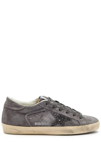 Golden Goose Super-star Glittered Suede Sneakers In Gray