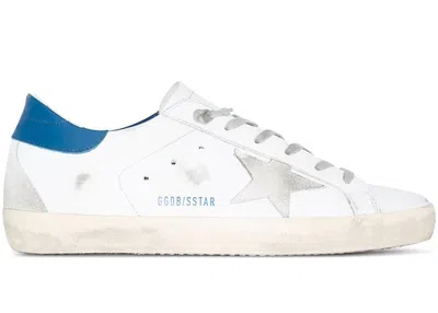 Pre-owned Golden Goose Superstar Grey Suede Patch (women's) Sneakers In White/royal Blue