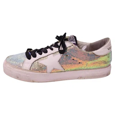 Pre-owned Golden Goose Superstar Iridescent Leather Sneakers - Eu 36 In Beige