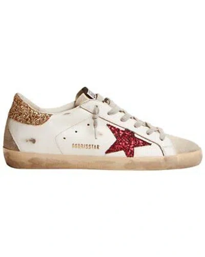Pre-owned Golden Goose Superstar Leather & Suede Sneaker Women's In White/gold/red