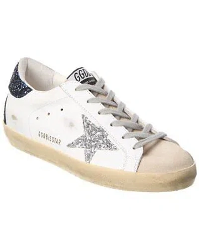 Pre-owned Golden Goose Superstar Leather & Suede Sneaker Women's In White/silver/blue
