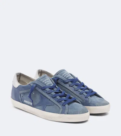 Golden Goose Super-star Leather And Suede Sneakers In Blue
