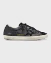 Golden Goose Textured Star Design Sneakers With Sparkling Accents In Black