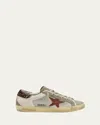 Golden Goose Superstar Leather Net Low-top Sneakers In Silver White Ecru Taupe Brown Beige Brown Leo