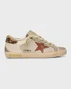 Golden Goose Superstar Leather Net Low-top Sneakers In Silver White Ecru Taupe Brown Beige Brown Leo