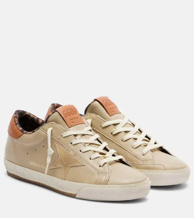 Golden Goose Super-star Leather Sneakers In Neutral
