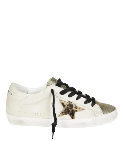 Golden Goose Superstar Leather Upper Glitter Sneakers In White