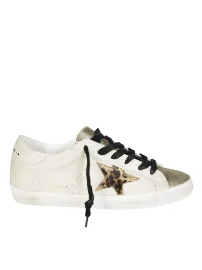 Golden Goose Superstar Leather Upper Glitter Sneakers In White