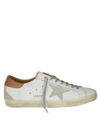 Golden Goose Super-star Leather Upper And Heel Suede Star And Heel In White