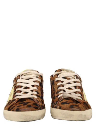 Golden Goose Super-star Leopard Print Leather Sneakers In Animal Print