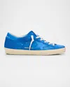 Golden Goose Superstar Lizard Embossed Leather Low-top Sneakers In Bluette