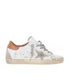 Golden Goose Super-star Sneakers In Nappa Leather With Suede Star And Light Brown Heel Tab Shoes In White